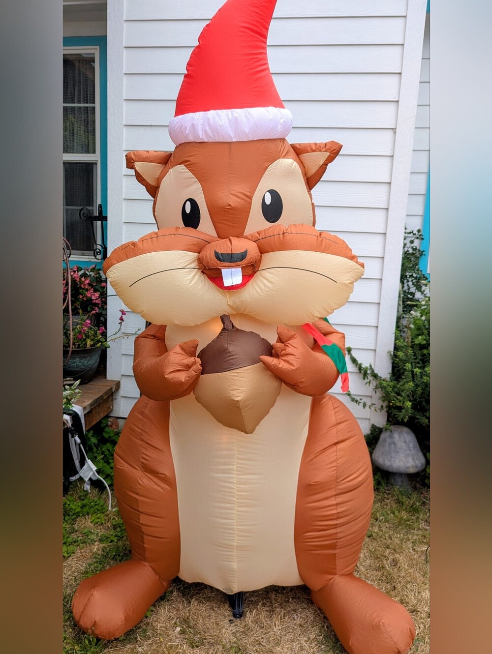 Christmas Lighted, Animated Santa Chipmunk W/Acorn 7 Ft.